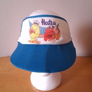 Damaged 1980s Blue Hostess Munchies Playing Baseball Sun Visor / Visor Hat